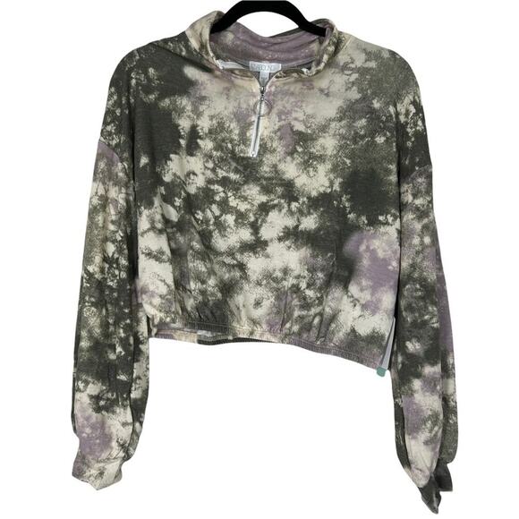 NWT Nordstrom Abound Raglan Tie Dye Half Zip Cropped Sweater Size Large - Picture 2 of 9